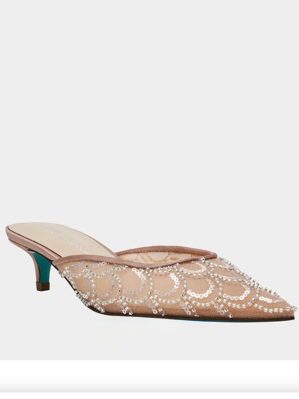 Betsey Johnson Blush Sequin Pointed-Toe Kitten Heels Size 11 - Picture 8 of 8